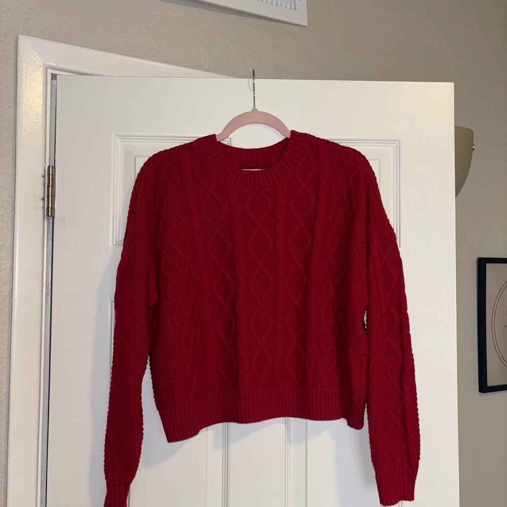 Hollister Red Cable Knit Sweater